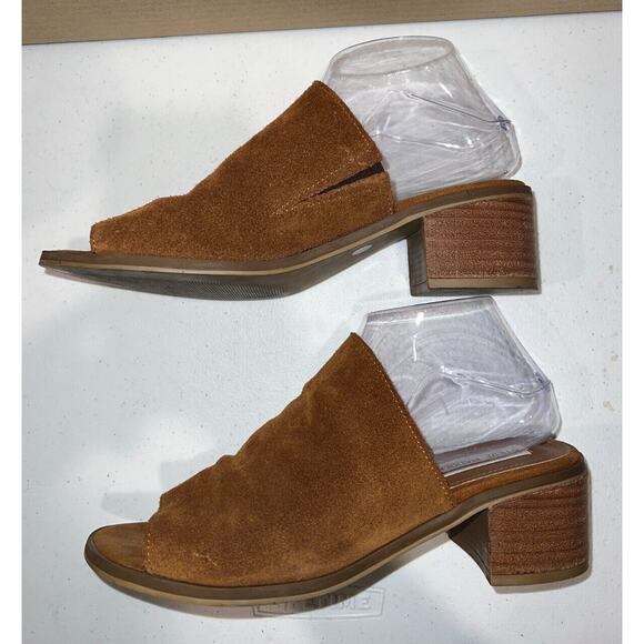 Steve Madden Richelle Mule Suede Sandal Womens Size 9M Slip On Heel Tan - Picture 2 of 9